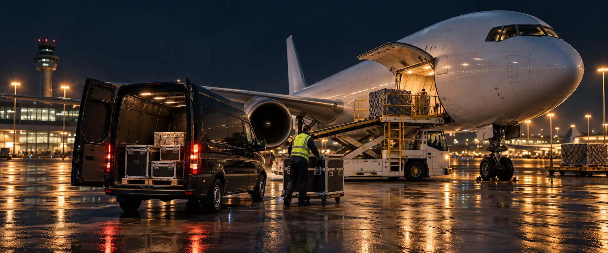 AOG-spoedtransport op een luchthaven